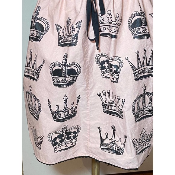 Milk Pink Crown Mini Skirt Drawsting Elastic Waist PInk Black M Unique Quirky - Picture 3 of 7